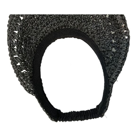Women’s  Straw Visor One Size Black hat golf party Beach Walk Handmade. - Picture 7 of 13